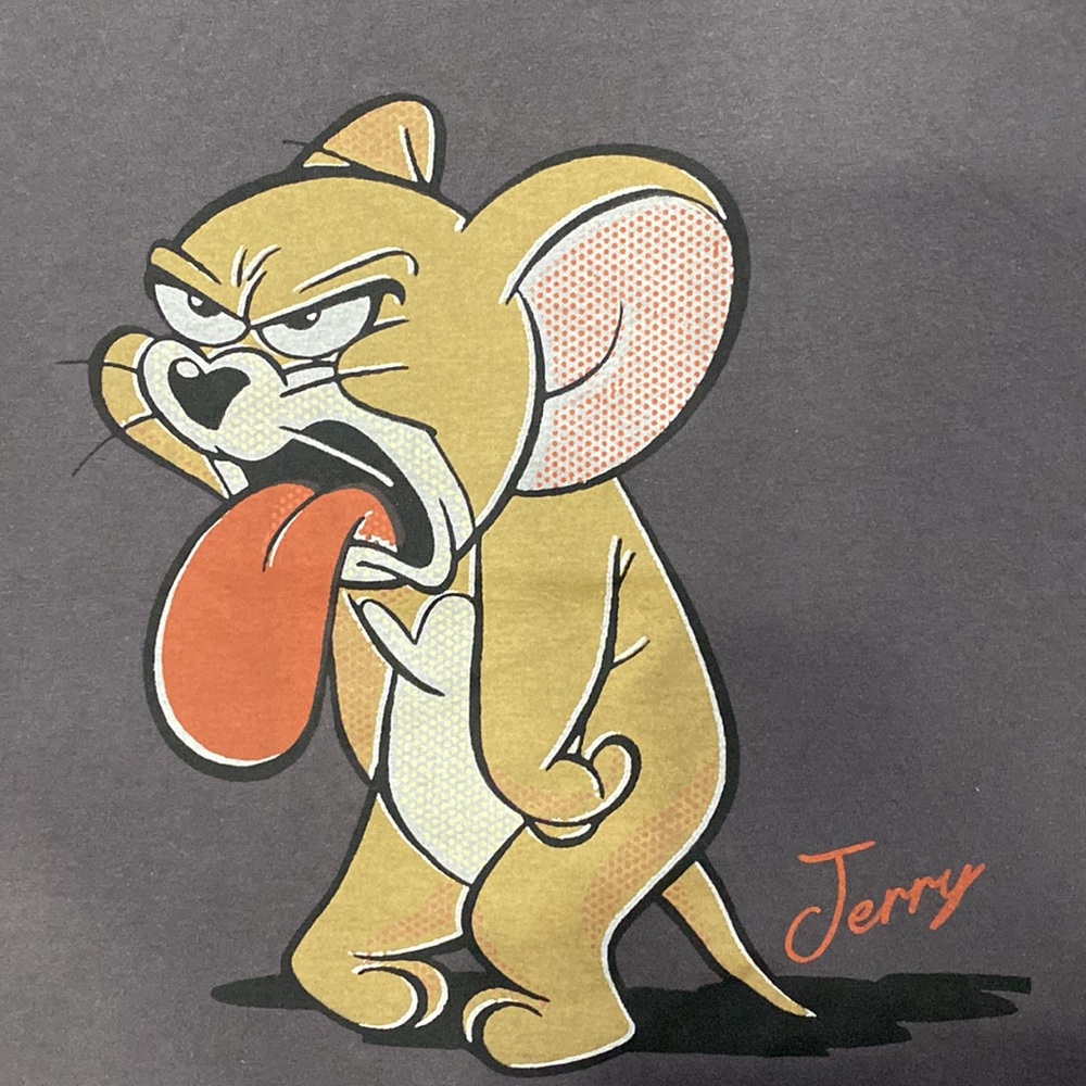 SOLD YEY  !!   Uniqlo 100% Cotton Tom & Jerry Funny Gray T-shirt Top L ! - Picture 5 of 7